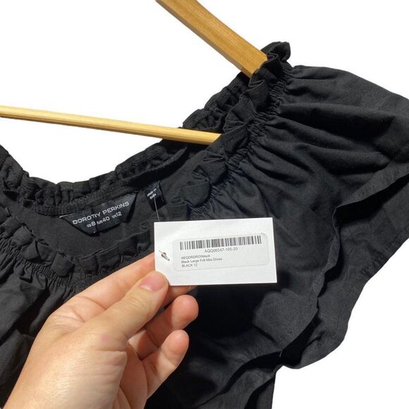 Dorothy Perkins Women's Large Frill Mini Dress Black - Picture 7 of 8